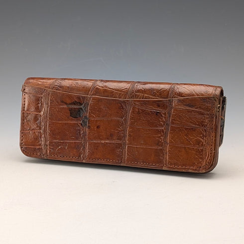 1900年頃 英国アンティーク 純銀装飾 小型革財布 小銭入れ Edward Langridge